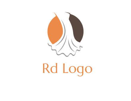 girl weeding dress inside the circle logo