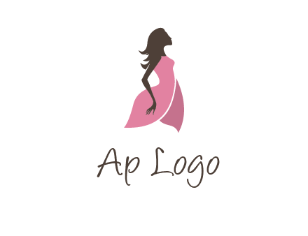 silhouette glamour girl wearing shoulder less dress logo