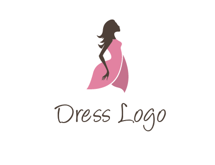 silhouette glamour girl wearing shoulder less dress logo