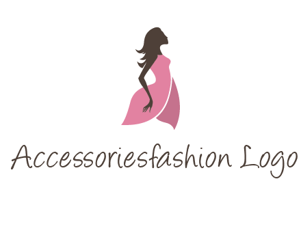 silhouette glamour girl wearing shoulder less dress logo