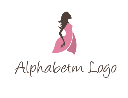 silhouette glamour girl wearing shoulder less dress logo