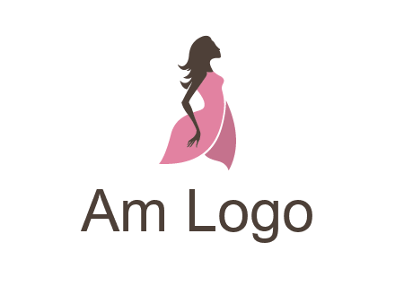 silhouette glamour girl wearing shoulder less dress logo