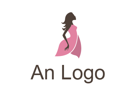 silhouette glamour girl wearing shoulder less dress logo