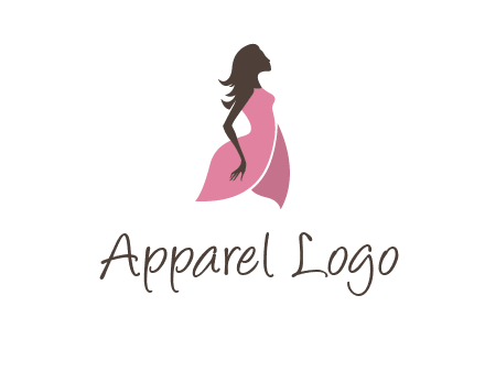 silhouette glamour girl wearing shoulder less dress logo