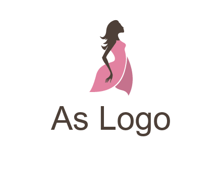 silhouette glamour girl wearing shoulder less dress logo