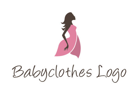 silhouette glamour girl wearing shoulder less dress logo