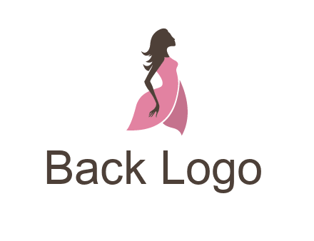 silhouette glamour girl wearing shoulder less dress logo