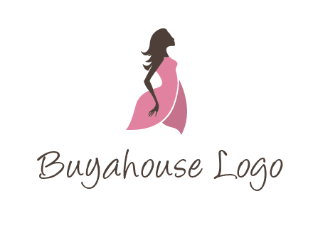 silhouette glamour girl wearing shoulder less dress logo