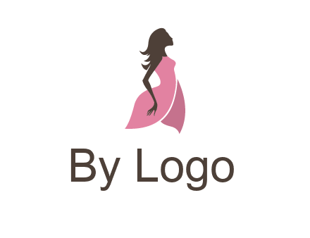 silhouette glamour girl wearing shoulder less dress logo