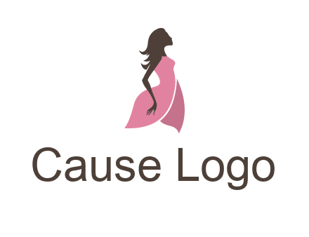 silhouette glamour girl wearing shoulder less dress logo