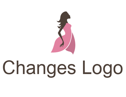 silhouette glamour girl wearing shoulder less dress logo