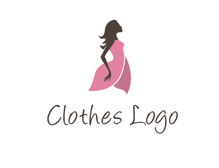 silhouette glamour girl wearing shoulder less dress logo