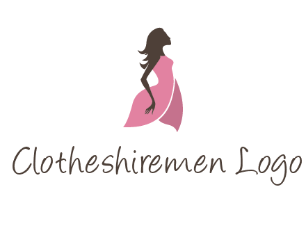 silhouette glamour girl wearing shoulder less dress logo