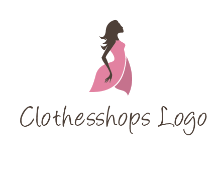 silhouette glamour girl wearing shoulder less dress logo