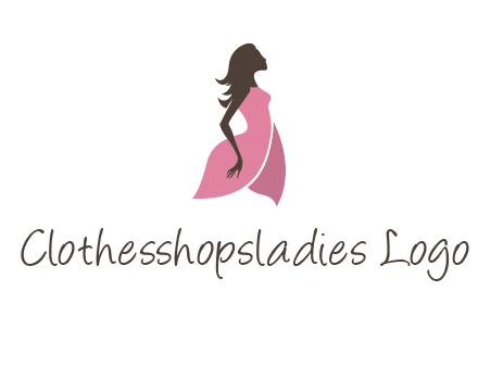 silhouette glamour girl wearing shoulder less dress logo