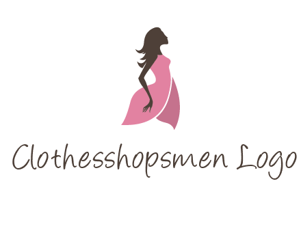 silhouette glamour girl wearing shoulder less dress logo