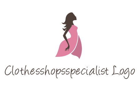 silhouette glamour girl wearing shoulder less dress logo