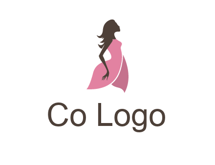 silhouette glamour girl wearing shoulder less dress logo
