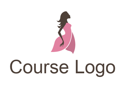 silhouette glamour girl wearing shoulder less dress logo
