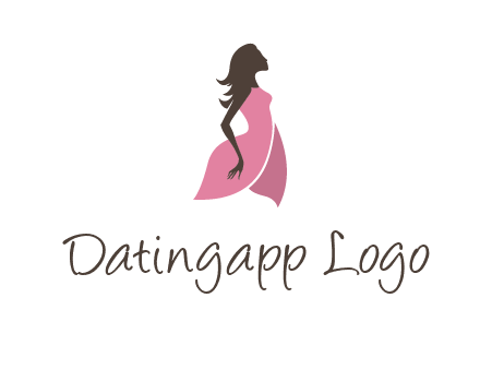 silhouette glamour girl wearing shoulder less dress logo
