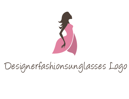 silhouette glamour girl wearing shoulder less dress logo
