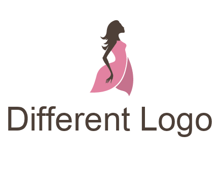 silhouette glamour girl wearing shoulder less dress logo