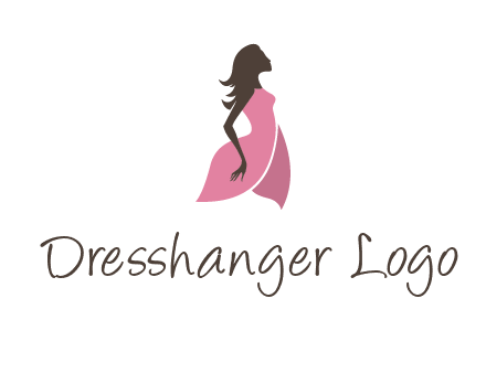 silhouette glamour girl wearing shoulder less dress logo
