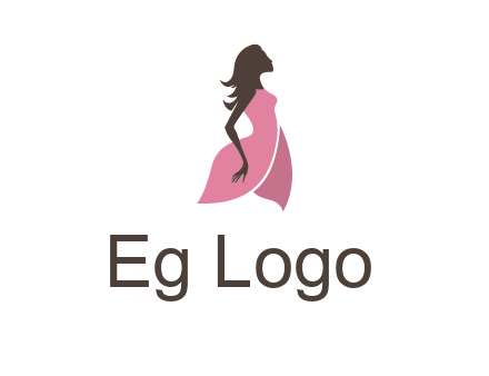 silhouette glamour girl wearing shoulder less dress logo