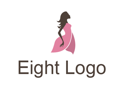 silhouette glamour girl wearing shoulder less dress logo