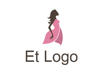 silhouette glamour girl wearing shoulder less dress logo