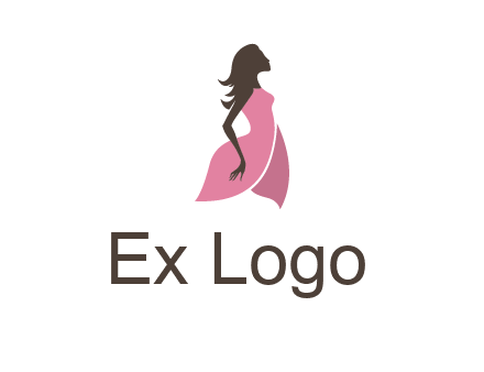 silhouette glamour girl wearing shoulder less dress logo