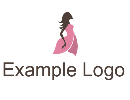 silhouette glamour girl wearing shoulder less dress logo