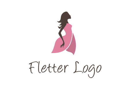 silhouette glamour girl wearing shoulder less dress logo