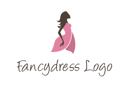 silhouette glamour girl wearing shoulder less dress logo