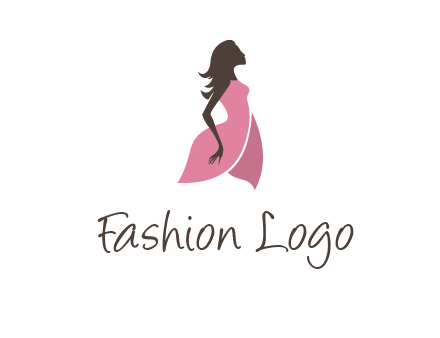 silhouette glamour girl wearing shoulder less dress logo