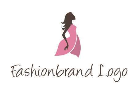 silhouette glamour girl wearing shoulder less dress logo