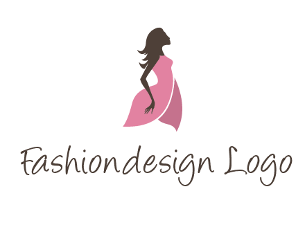 silhouette glamour girl wearing shoulder less dress logo