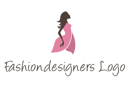 silhouette glamour girl wearing shoulder less dress logo