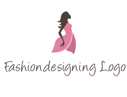 silhouette glamour girl wearing shoulder less dress logo