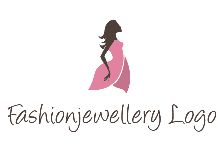 silhouette glamour girl wearing shoulder less dress logo
