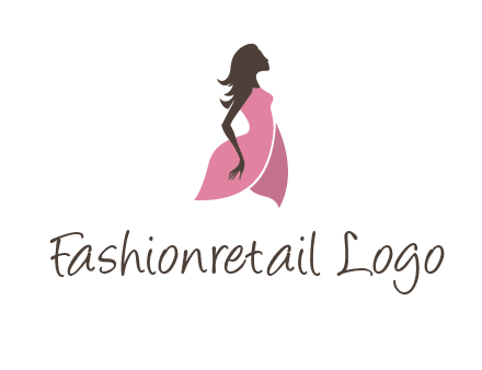 silhouette glamour girl wearing shoulder less dress logo