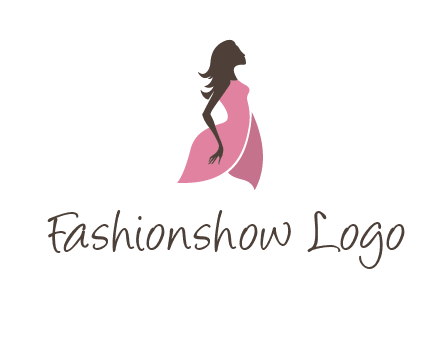 silhouette glamour girl wearing shoulder less dress logo