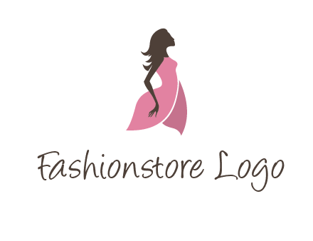 silhouette glamour girl wearing shoulder less dress logo