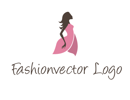 silhouette glamour girl wearing shoulder less dress logo