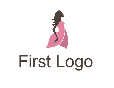 silhouette glamour girl wearing shoulder less dress logo