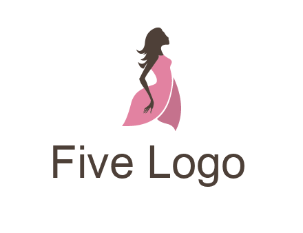 silhouette glamour girl wearing shoulder less dress logo