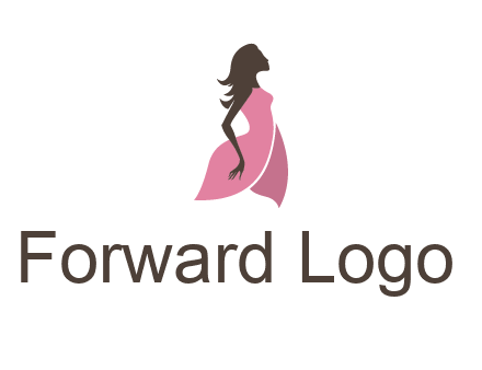 silhouette glamour girl wearing shoulder less dress logo