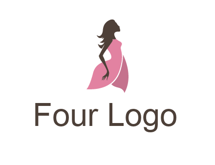 silhouette glamour girl wearing shoulder less dress logo