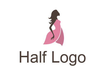 silhouette glamour girl wearing shoulder less dress logo