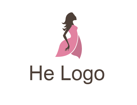 silhouette glamour girl wearing shoulder less dress logo